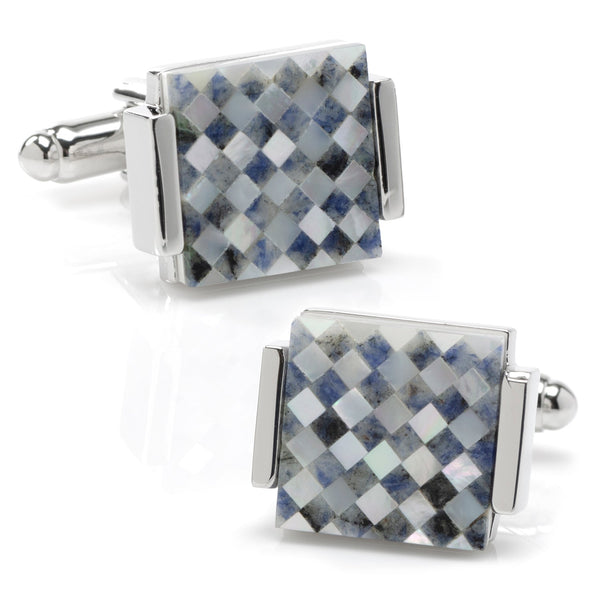 Floating Mother of Pearl Checkered Cufflinks Image 1