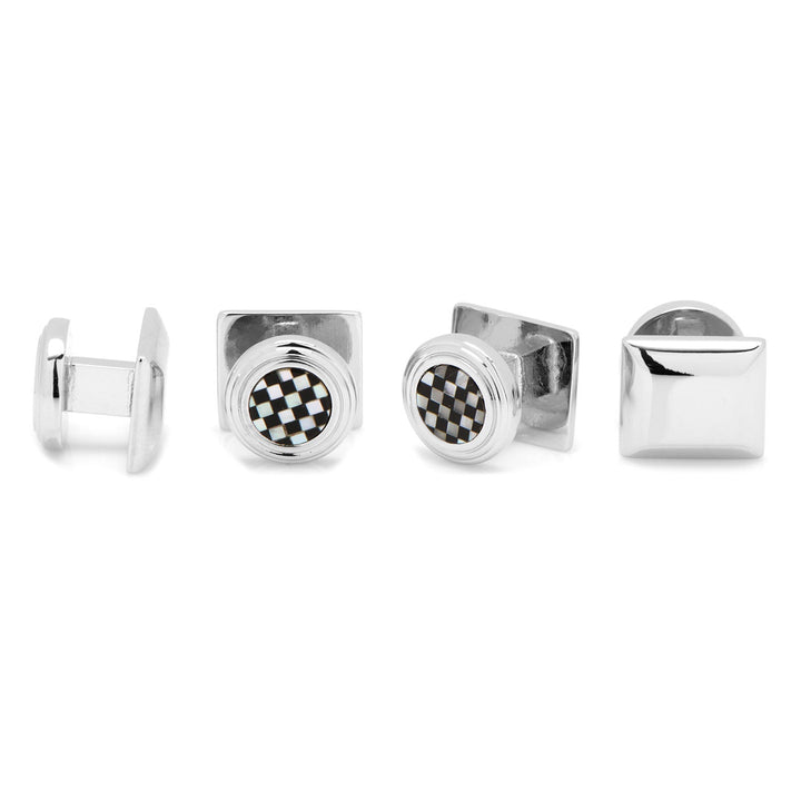 Onyx and Mother of Pearl Checker Step Studs Image 2