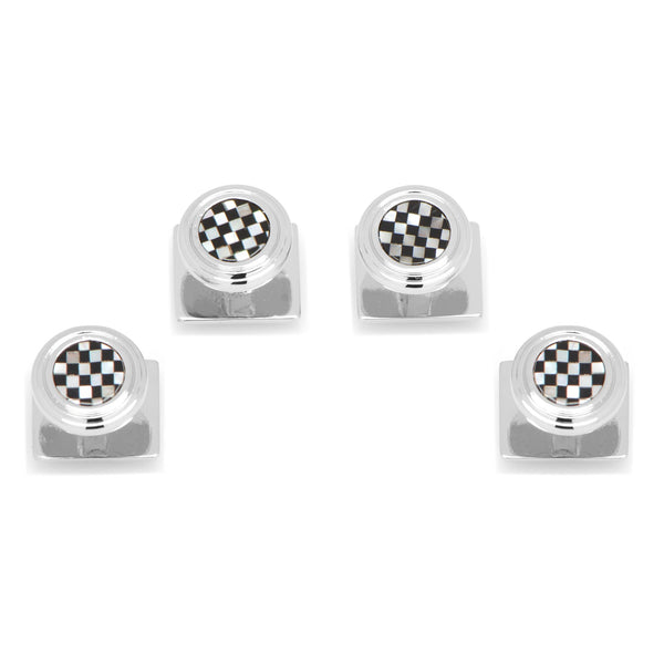 Onyx and Mother of Pearl Checker Step Studs Image 1