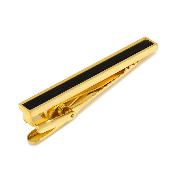 Gold and Onyx Inlaid Tie Clip Image 1