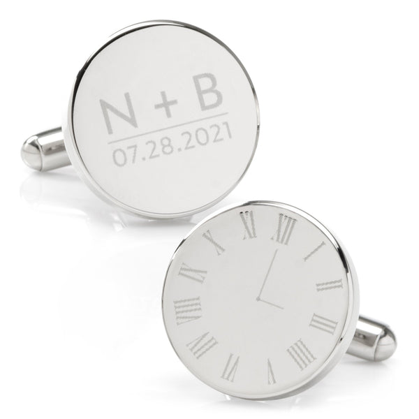 Custom Clock Engravable Cufflinks Image 1