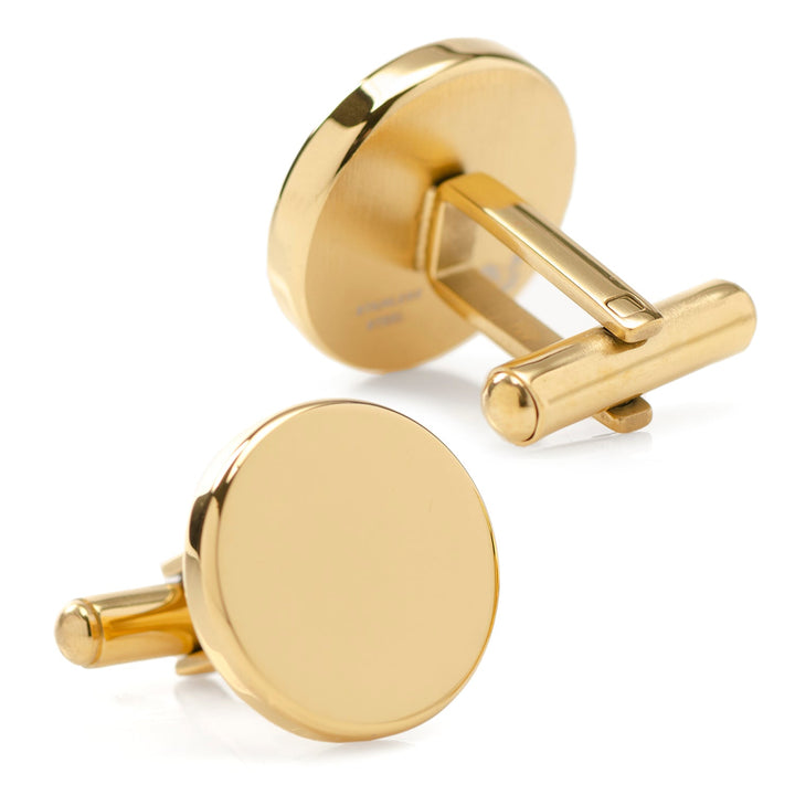 Stainless Steel Round Infinity Gold Engravable Cufflinks Image 3