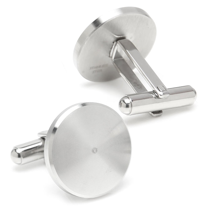 Brushed Radial Stainless Steel Cufflinks Image 2
