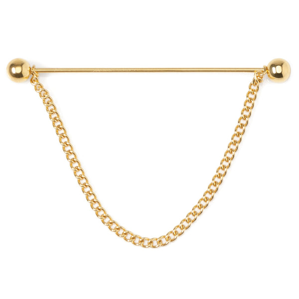 Stainless Steel Gold Chain Collar Bar Image 1