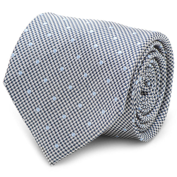 Dotted Herringbone Gray Silk Tie Image 1