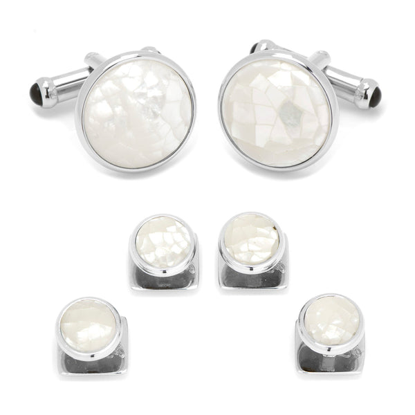 Mosaic Mother of Pearl Cufflinks and Stud Set Image 1