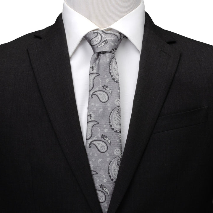 Gray Paisley Men's Tie Image 2