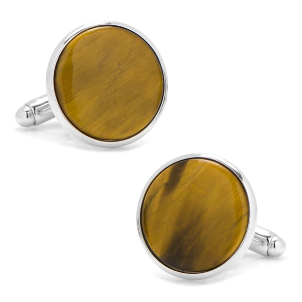 Silver and Tiger's Eye Cufflinks Image 1