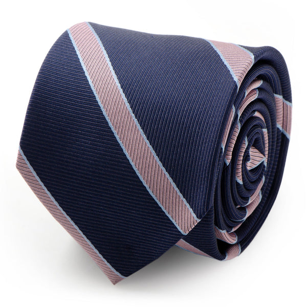 The Travis Tie (Navy Pink Stripe Men's Tie) Image 1