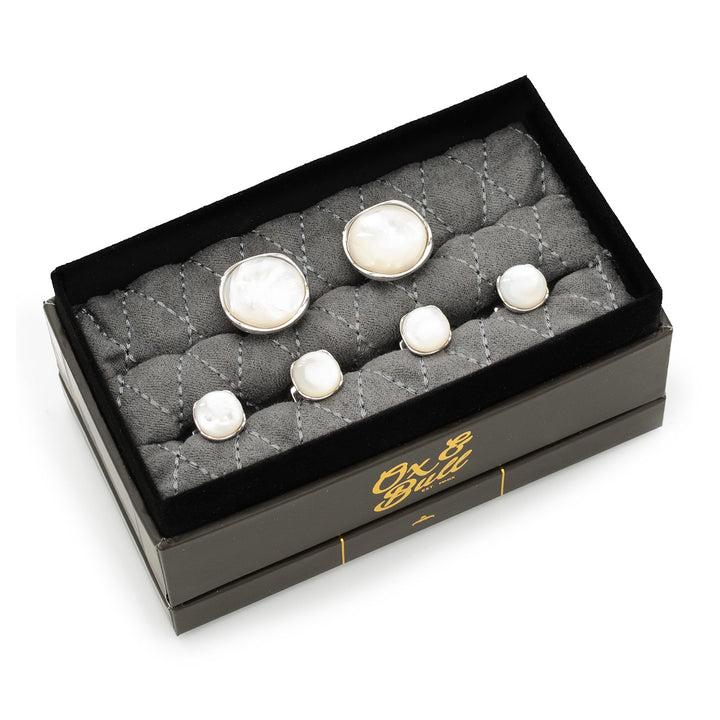 Sterling Silver Classic Formal Mother of Pearl Stud Set Image 2