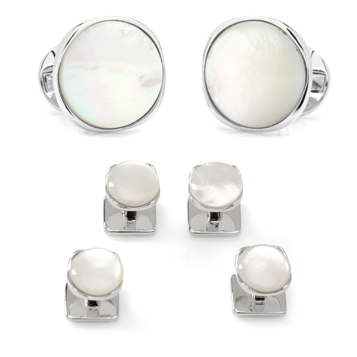 Sterling Silver Classic Formal Mother of Pearl Stud Set Image 1