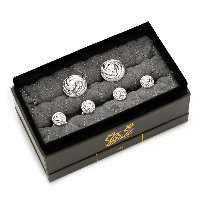 Modern Knot Sterling Silver Cufflinks and Stud Set Image 2