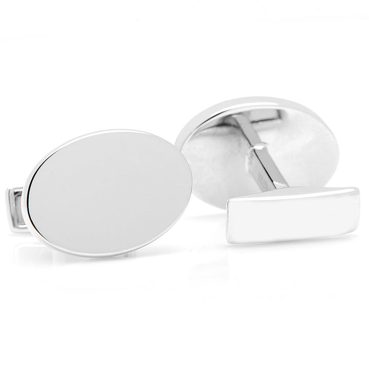 Engraved Precious Moments Sterling Silver Oval Cufflinks Image 3