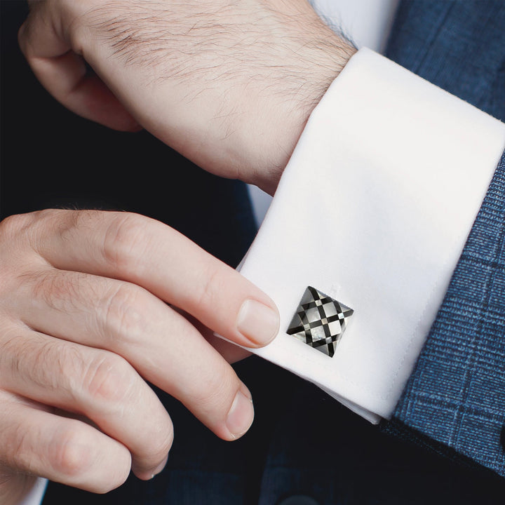 White Mother of Pearl Diamond Cufflinks Image 2