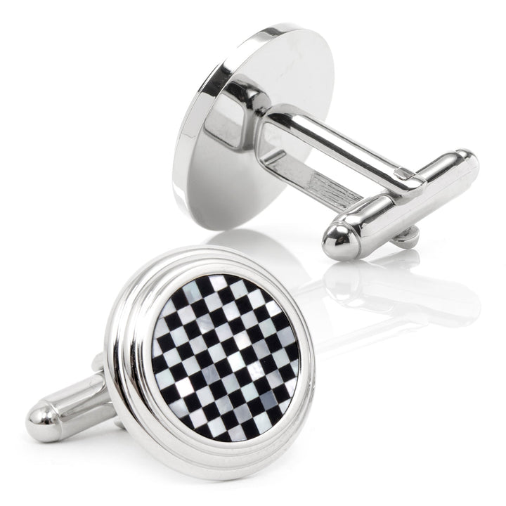 Onyx and Mother of Pearl Checker Step Cufflinks Image 2