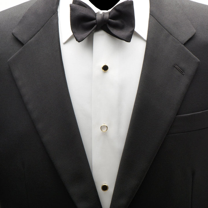 Double Sided Gold Mother of Pearl Round Beveled Stud Set Image 2