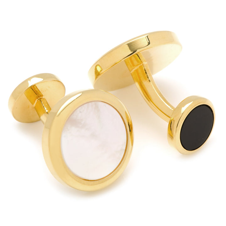 Double Sided Gold Mother of Pearl Round Beveled Stud Set Image 5