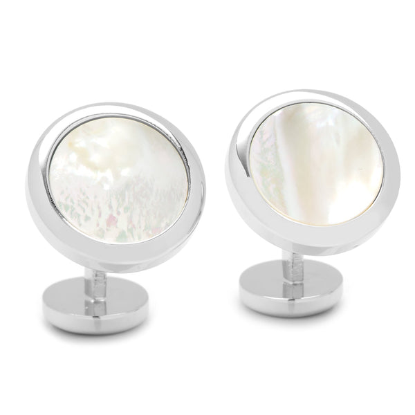 Double Sided Mother of Pearl Round Beveled Cufflinks Image 1