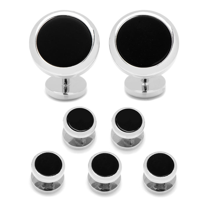 Double Sided Onyx Round Beveled Stud Set Image 7