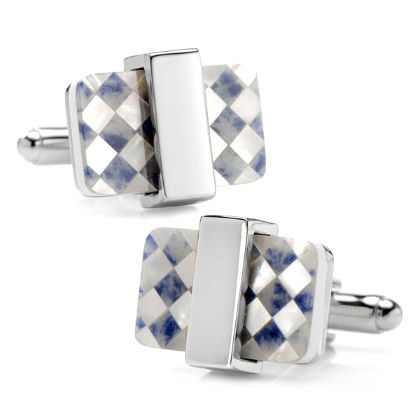 Checkered Cut Mother of Pearl Cufflinks Image 1