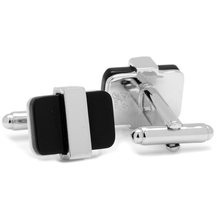 Silver Wrapped Onyx Cufflinks Image 2