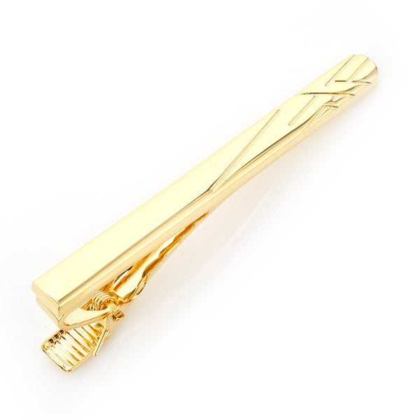 Gold Etched Lines Tie Clip Image 1