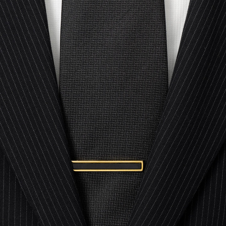 Gold and Onyx Inlaid Tie Clip Image 2