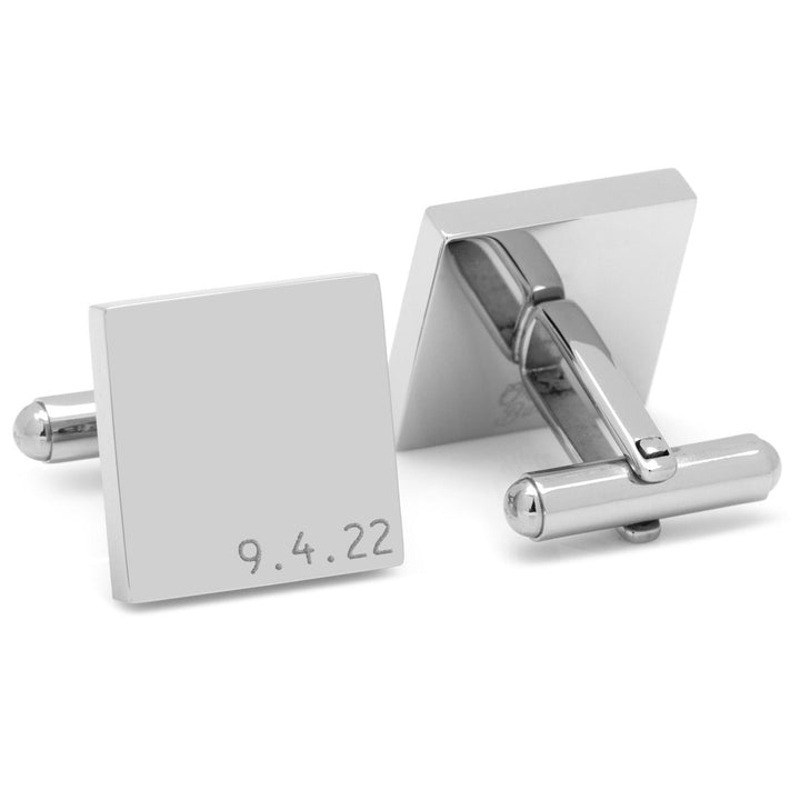 Typewriter Wedding Day Engravable Square Cufflinks Image 2
