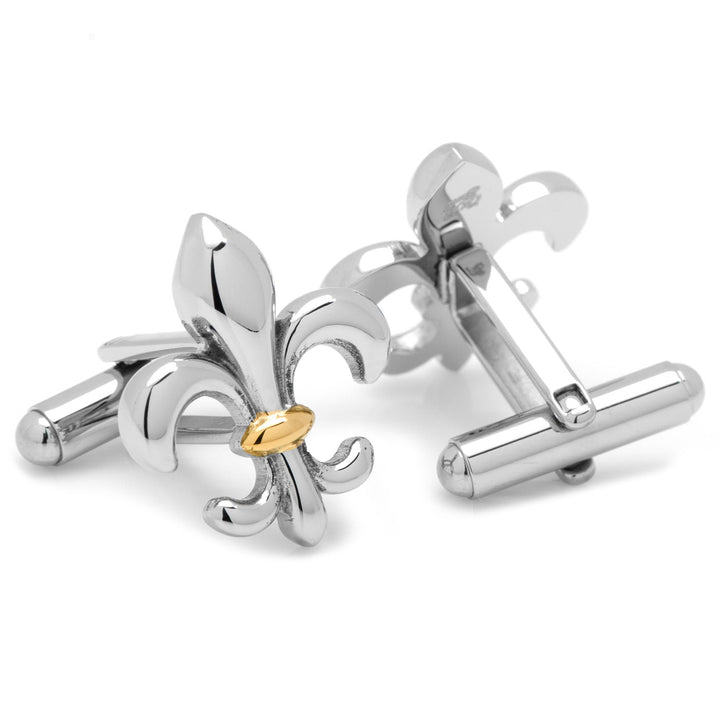 Sterling Silver Two-Tone Fleur De Lis Cufflinks Image 2