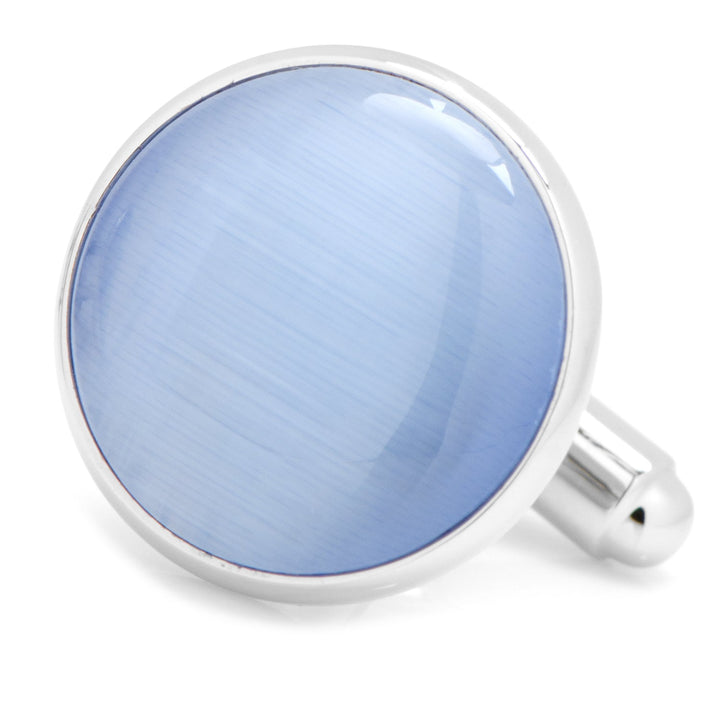 Silver and Blue Catseye Cufflinks Image 4