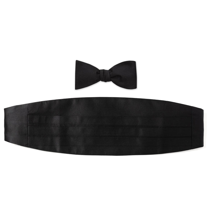 Black Silk Cummerbund and Bowtie Set Image 1