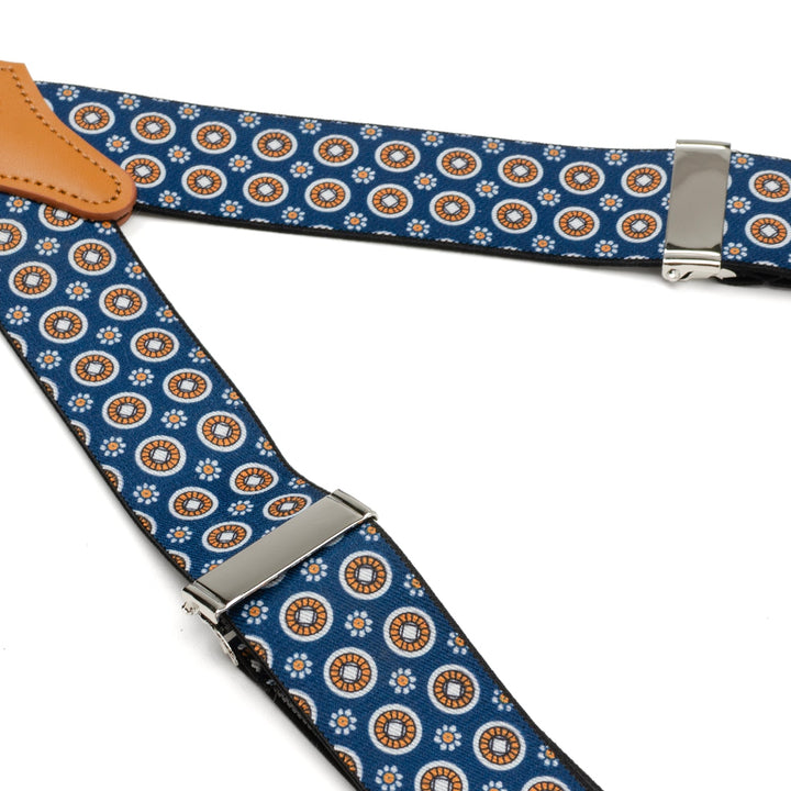 Blue Motif Patterned Clip Suspenders Image 4