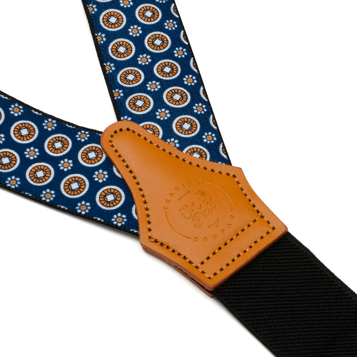 Blue Motif Patterned Clip Suspenders Image 6