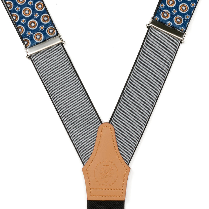 Blue Motif Patterned Clip Suspenders Image 7