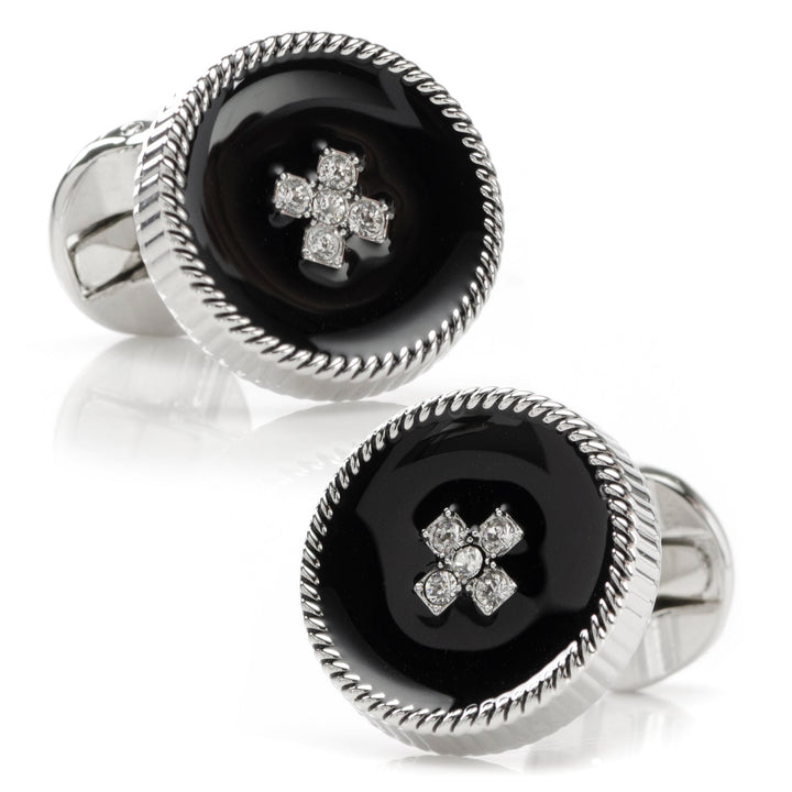 Crystal Button Pave Cufflinks Image 3