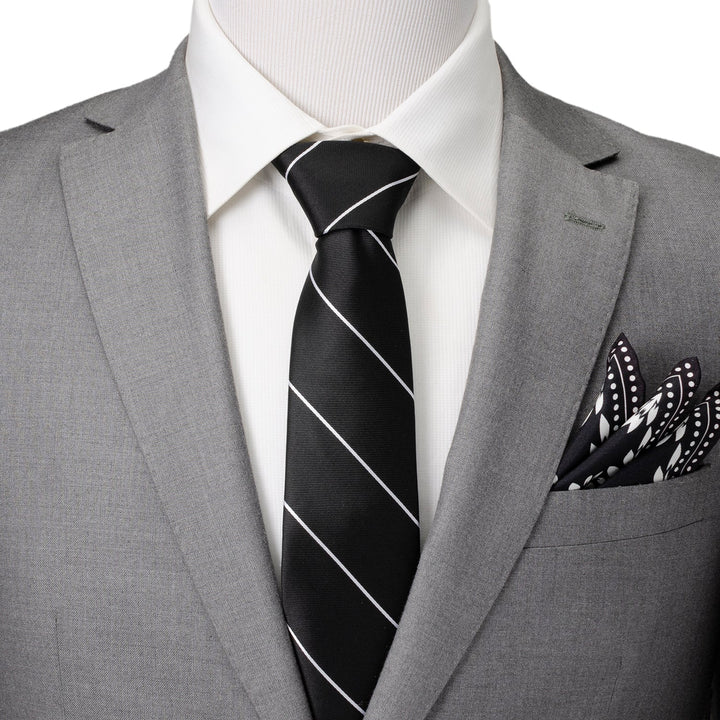 Classic Black Striped Silk Men's Tie Image 2