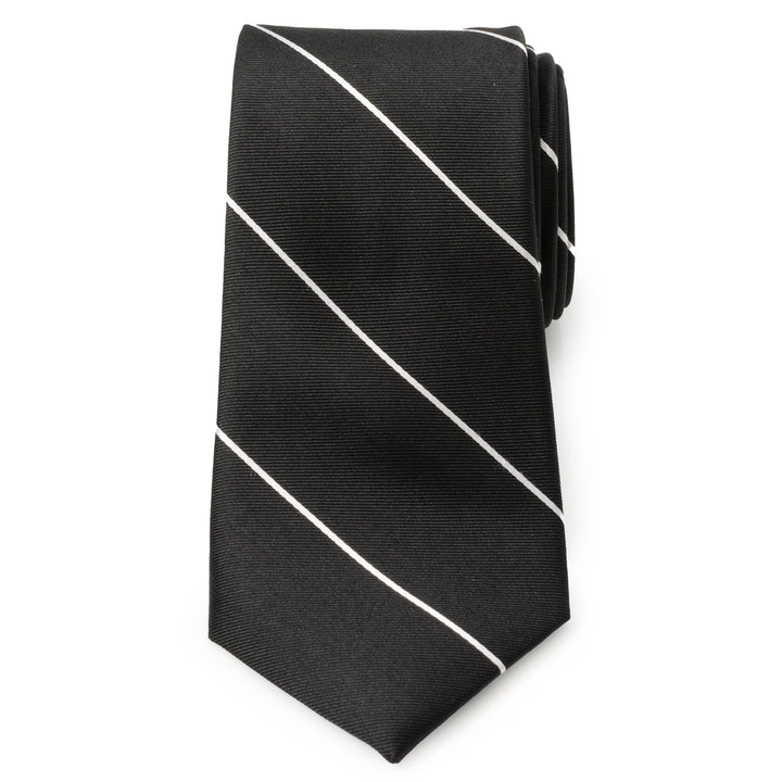 Classic Black Striped Silk Men's Tie Image 3
