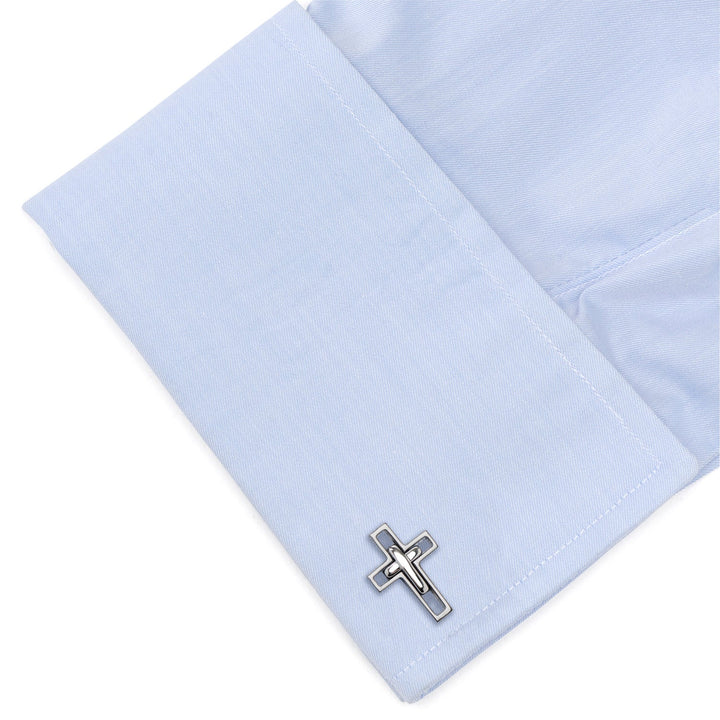 Gun Metal Cut Out Cross Cufflinks Image 3