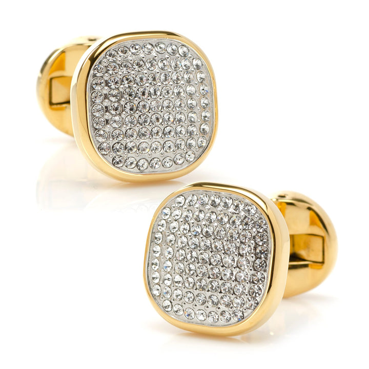 Stainless Steel Gold Plated White Pave Crystal Stud Set Image 4