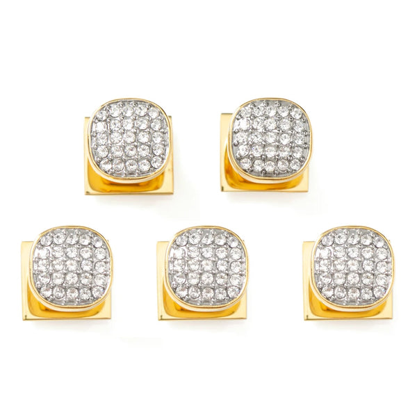 Stainless Steel Gold Plated White Pave Crystal Studs Image 1