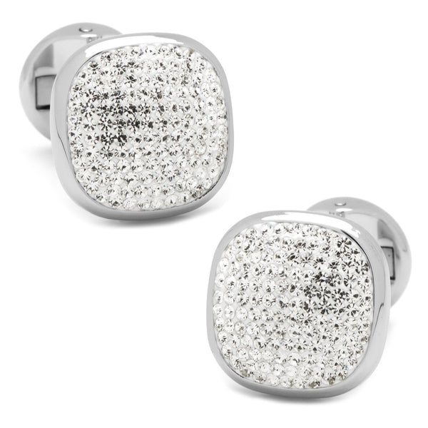 White Pave Crystal Cufflinks Image 1