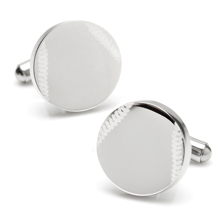 Stainless Steel Engravable Baseball Cufflinks Image 1