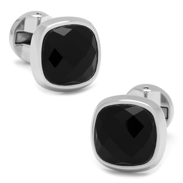 Faceted Onyx Cushion Cufflinks Image 1