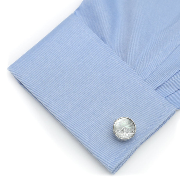 Mother of Pearl Floating Crystals Cufflinks Image 4