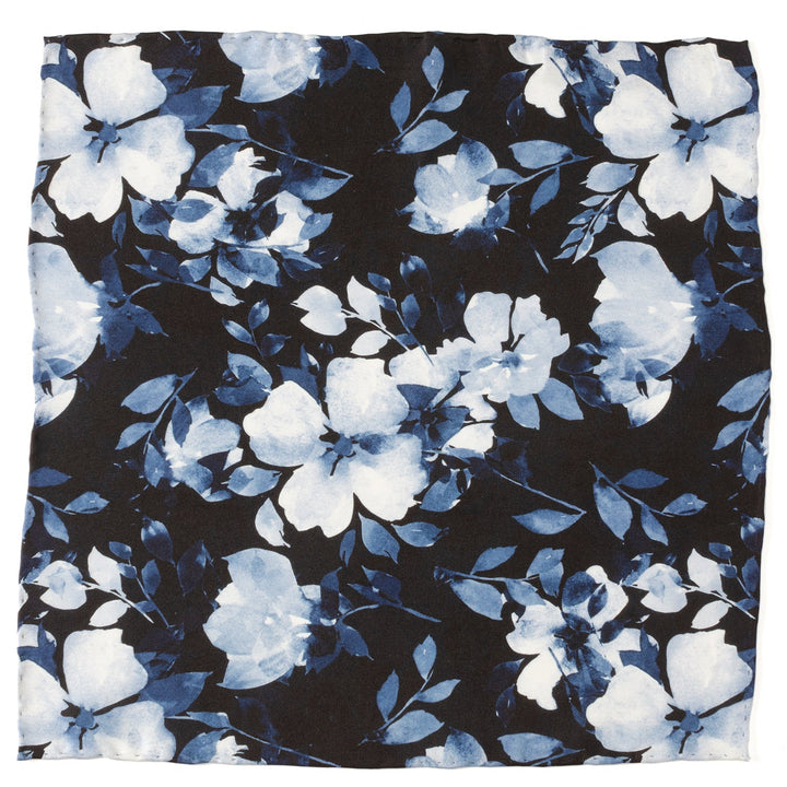 Painted Floral Black Pocket Square
 Image 1