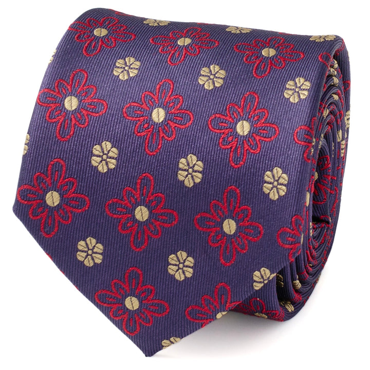 Deep Purple Floral Men's Tie Image 1