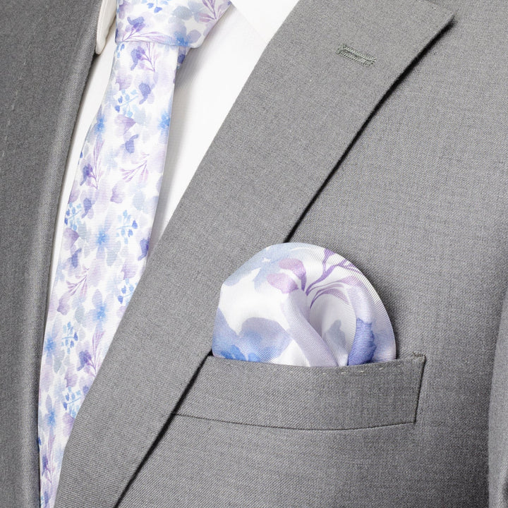 Watercolor Lavender Mix Men's Silk Pocket Square Image 2