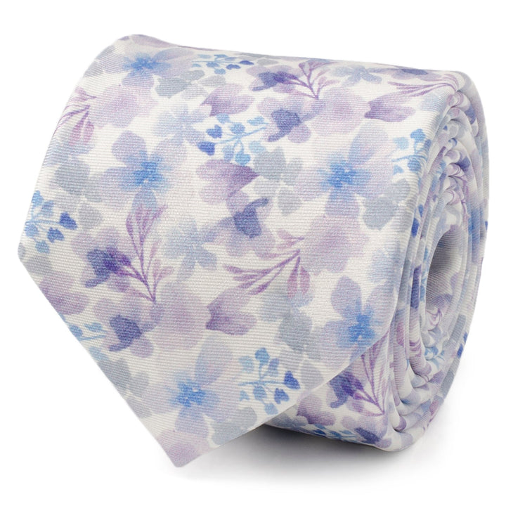 Watercolor Lavender Mix Print Silk Men's Tie Image 1