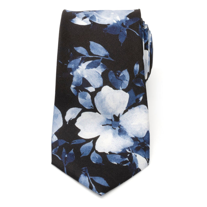  Painted Floral Black Silk Men's Tie  Image 3