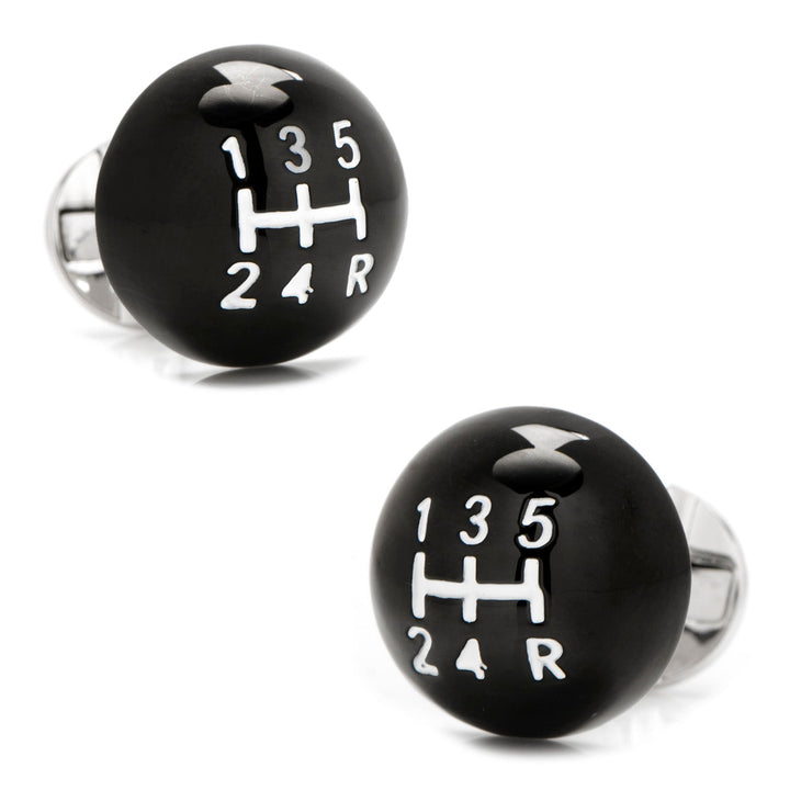 3D Black Gear Shifter Cufflinks Image 1